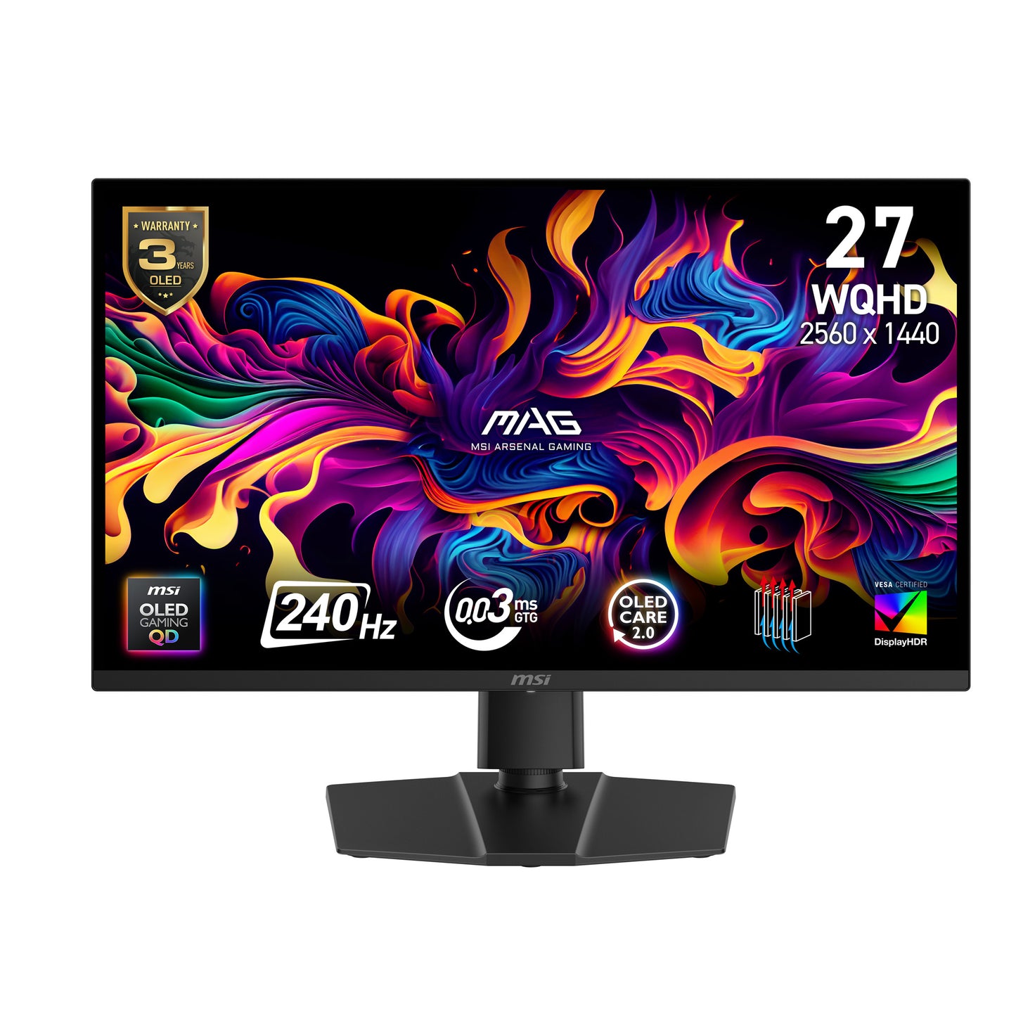 MSI MAG 271QP QD-OLED X24 computer monitor 26.5" 2560 x 1440 pixels Wide Quad HD Black