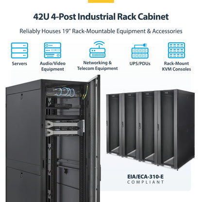 StarTech.com RK4242BK24 rack cabinet 42U Freestanding rack Black