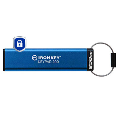 Kingston Technology IronKey Keypad 200 USB flash drive 256 GB USB Type-A 3.2 Gen 1 (3.1 Gen 1) Blue