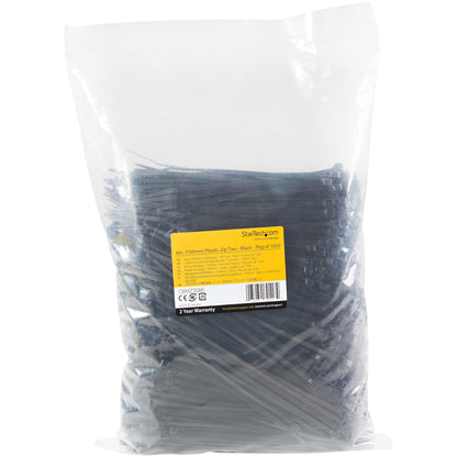 StarTech.com CBMZT6BK cable tie Releasable cable tie Nylon, Plastic Black 1000 pc(s)