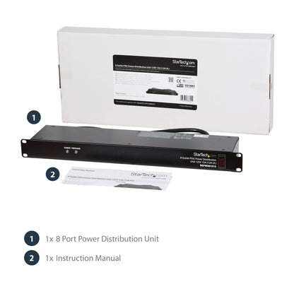 StarTech.com RKPW081915 power distribution unit (PDU) 8 AC outlet(s) 1U Black