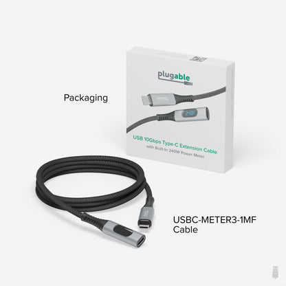 Plugable Technologies USBC-METER3-1MF USB cable USB 3.2 Gen 2 (3.1 Gen 2) 39.4" (1 m) Black