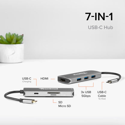 Plugable Technologies USBC-7IN1 laptop dock/port replicator Wired USB 3.2 Gen 1 (3.1 Gen 1) Type-C Black
