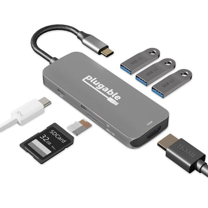 Plugable Technologies USBC-7IN1 laptop dock/port replicator Wired USB 3.2 Gen 1 (3.1 Gen 1) Type-C Black