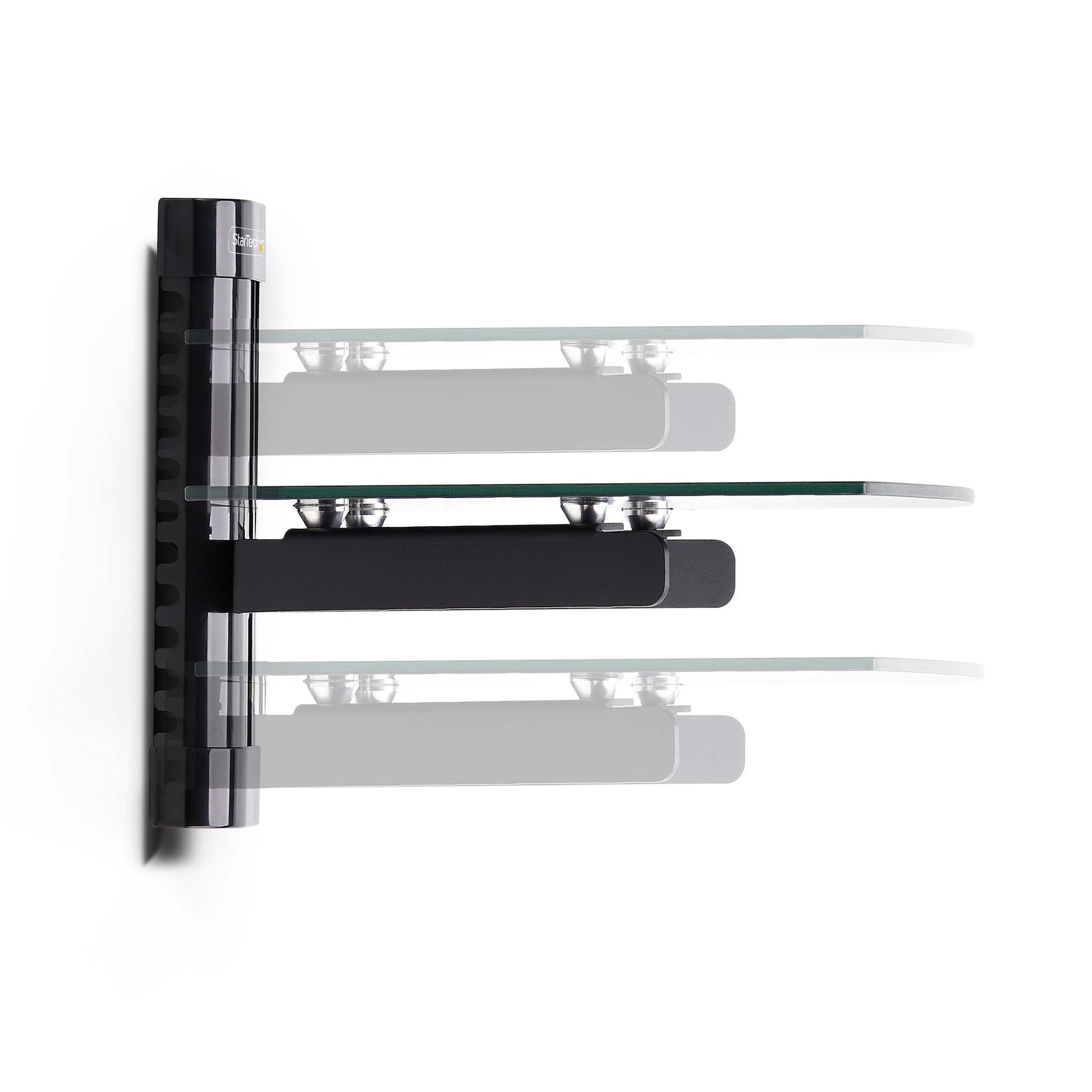 StarTech.com 1B-WALL-MOUNT-SHELF AV equipment shelf Black Tempered glass