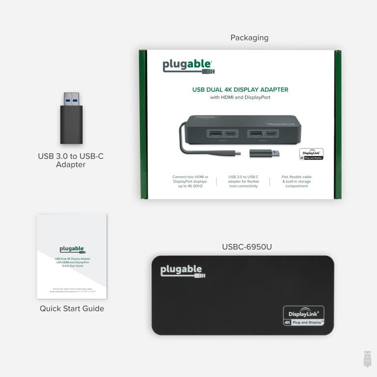 Plugable Technologies USBC-6950U USB graphics adapter 3840 x 2160 pixels Black