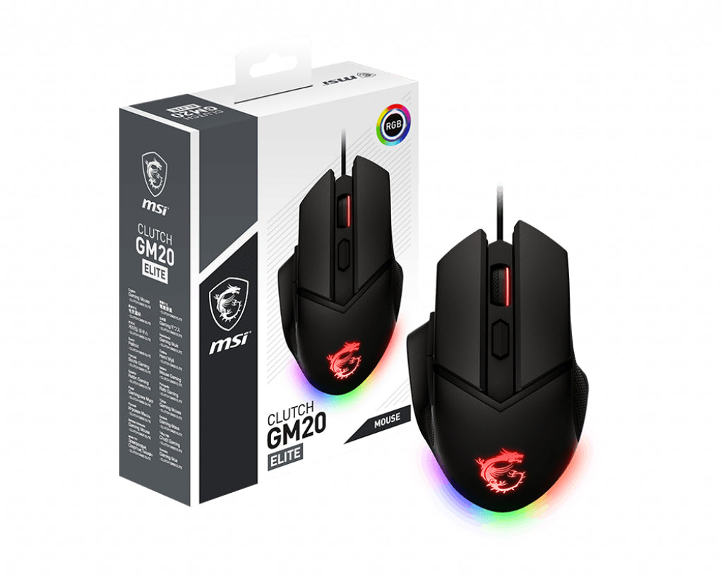 MSI CLUTCHGM20ELITE mouse Gaming Right-hand USB Type-A Optical 6400 DPI