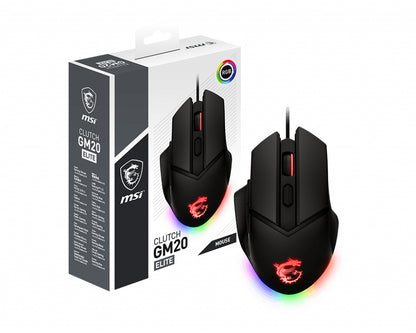 MSI CLUTCHGM20ELITE mouse Gaming Right-hand USB Type-A Optical 6400 DPI