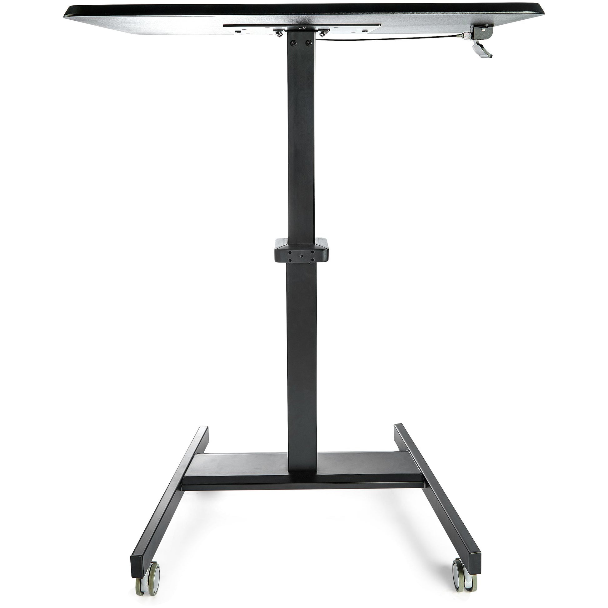 StarTech.com Mobile Standing Desk - Portable Sit Stand Ergonomic Height Adjustable Cart on Wheels - Rolling Computer/Laptop Workstation Table with Locking One-Touch Lift for Teacher/Student