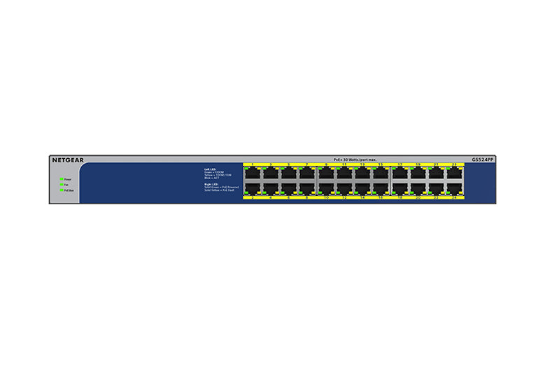 NETGEAR GS524PP Unmanaged Gigabit Ethernet (10/100/1000) Power over Ethernet (PoE) Gray