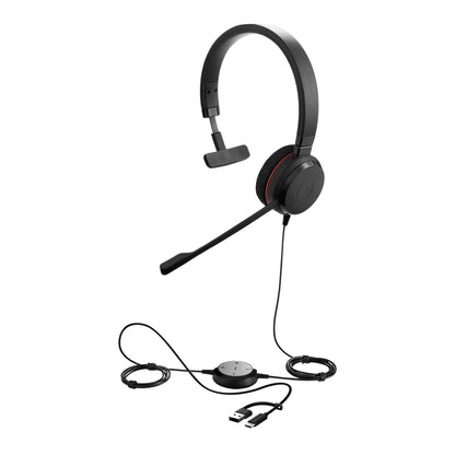 Jabra Evolve 20 Headset Wired Head-band Office/Call center USB Type-C / USB Type-A Black