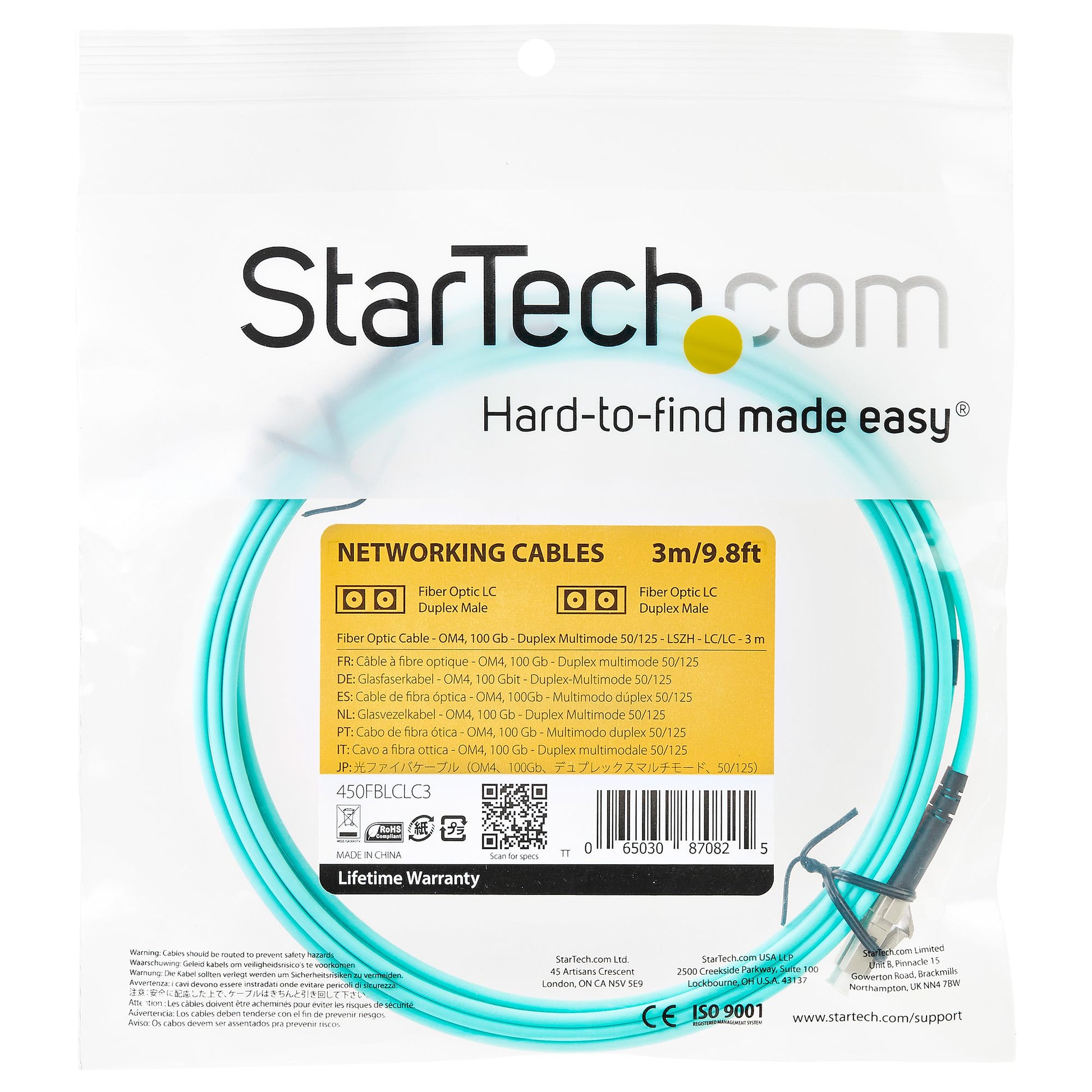 StarTech.com 450FBLCLC3 InfiniBand/fibre optic cable 118.1" (3 m) LC Aqua color