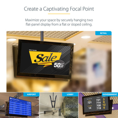 StarTech.com FPCEILBTB signage display mount 75" Black