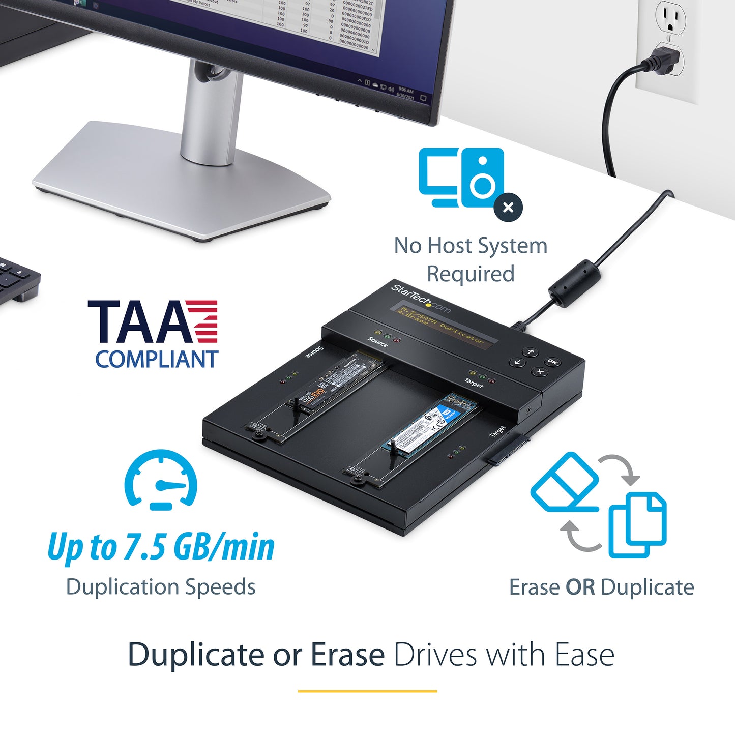 StarTech.com SM2DUPE11 media duplicator HDD/SSD duplicator Black 1 copies