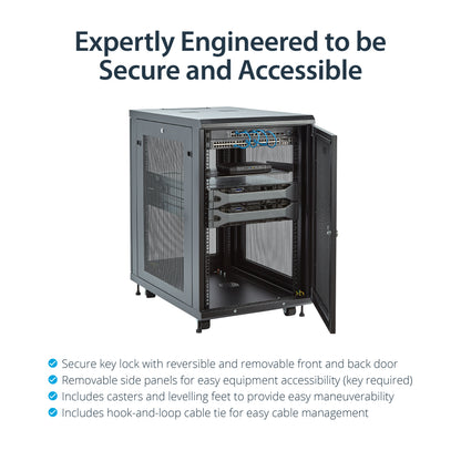 StarTech.com RK1833BKM rack cabinet 18U Freestanding rack Black