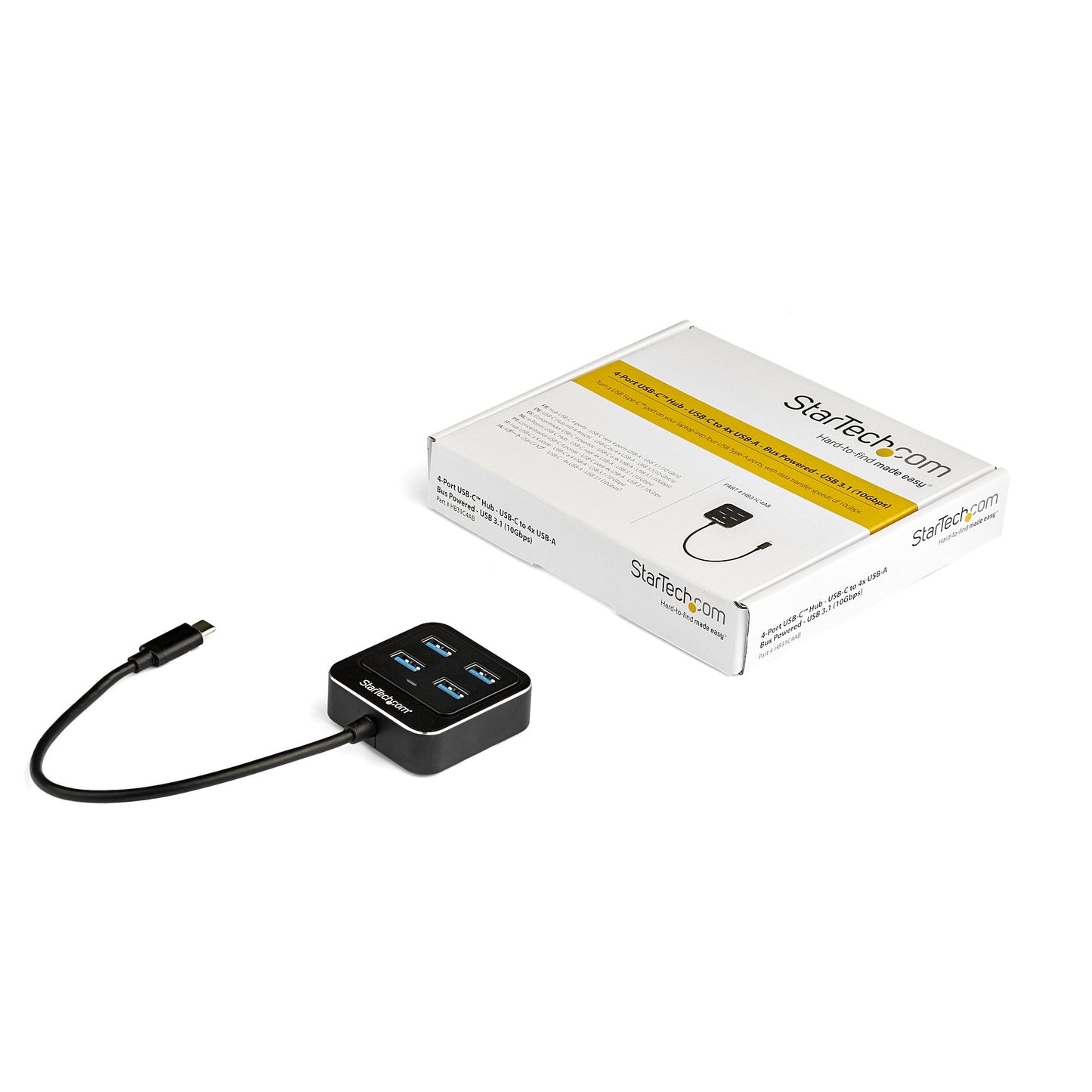 StarTech.com HB31C4AB interface hub USB 3.2 Gen 2 (3.1 Gen 2) Type-C 10000 Mbit/s Black