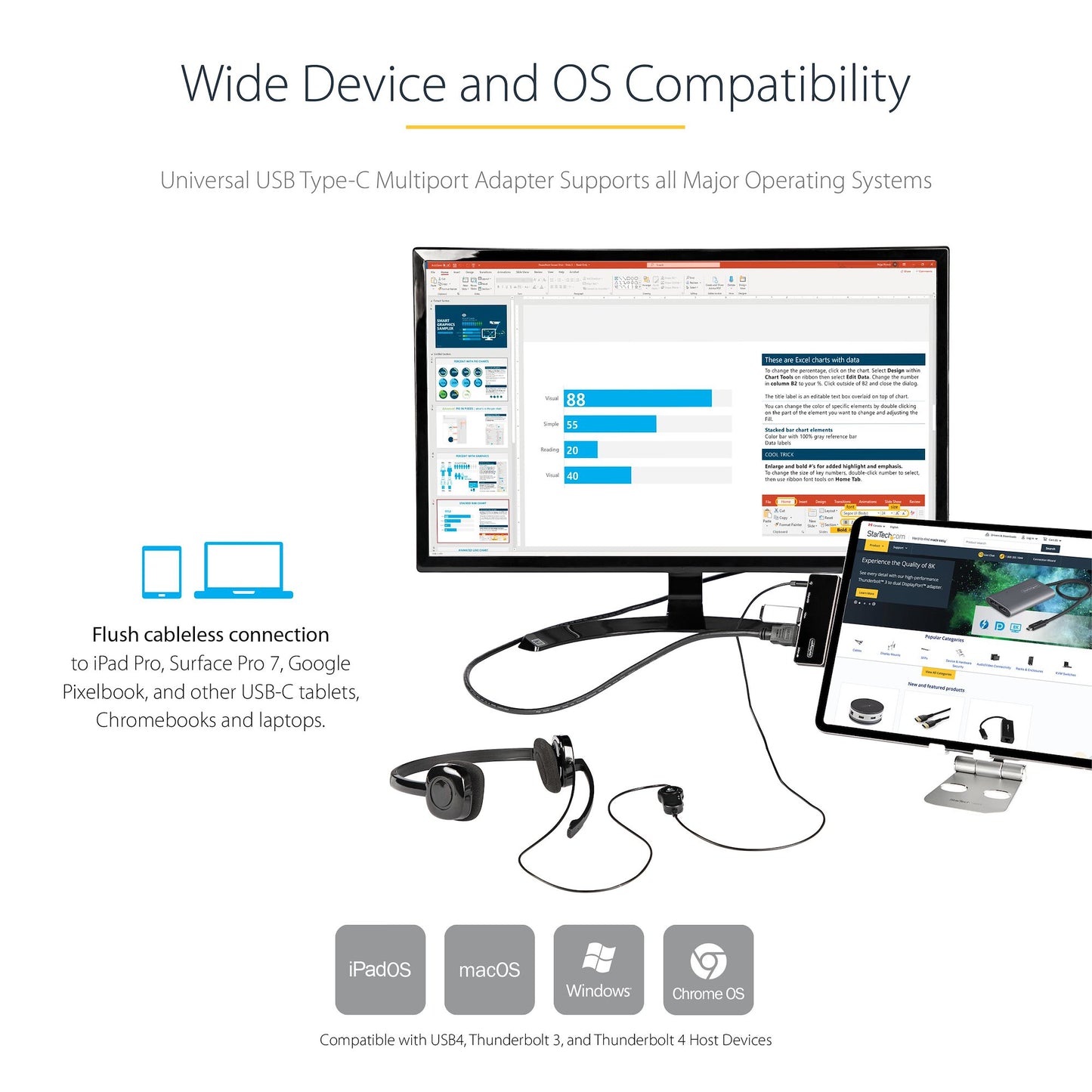 StarTech.com DKT30ICHPD laptop dock/port replicator Wired USB 3.2 Gen 1 (3.1 Gen 1) Type-C Black, Silver