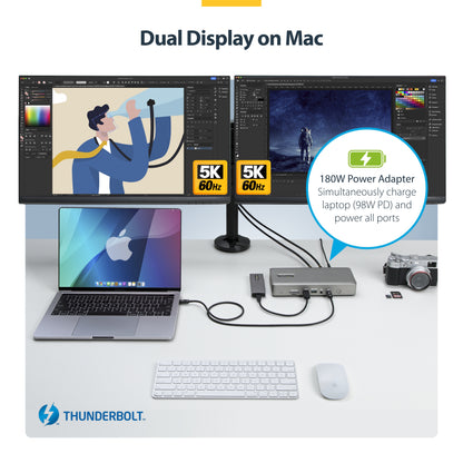 StarTech.com 132N-TB4USB4DOCK laptop dock/port replicator Wired Thunderbolt 4 Gray
