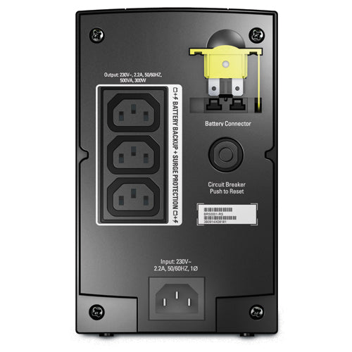 APC Back-UPS 500VA uninterruptible power supply (UPS) 0.5 kVA 300 W 4 AC outlet(s)