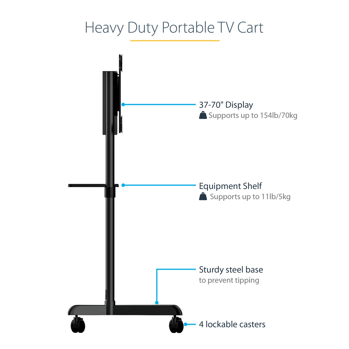 StarTech.com MBLTVSTNDEC TV mount/stand 70" Black