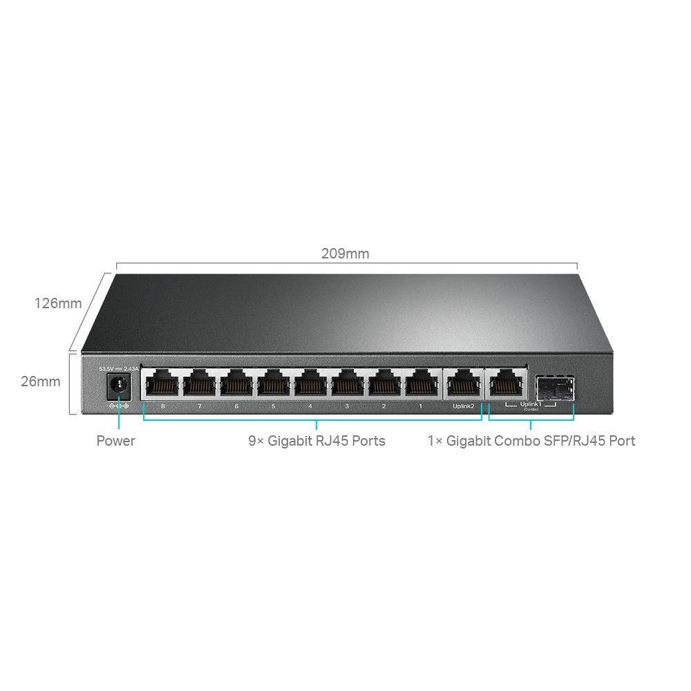 TP-Link TL-SG1210MPE network switch Managed L2 Gigabit Ethernet (10/100/1000) Power over Ethernet (PoE) Black