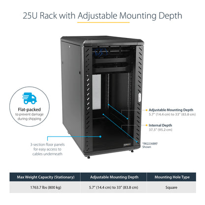StarTech.com RK2536BKF rack cabinet 25U Freestanding rack Black