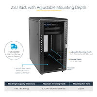 StarTech.com RK2536BKF rack cabinet 25U Freestanding rack Black