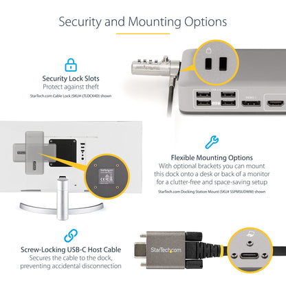 StarTech.com 101N-USBC-DOCK laptop dock/port replicator Wired USB 3.2 Gen 1 (3.1 Gen 1) Type-C Gray