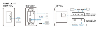 ATEN VE1801AUST AV extender AV transmitter White