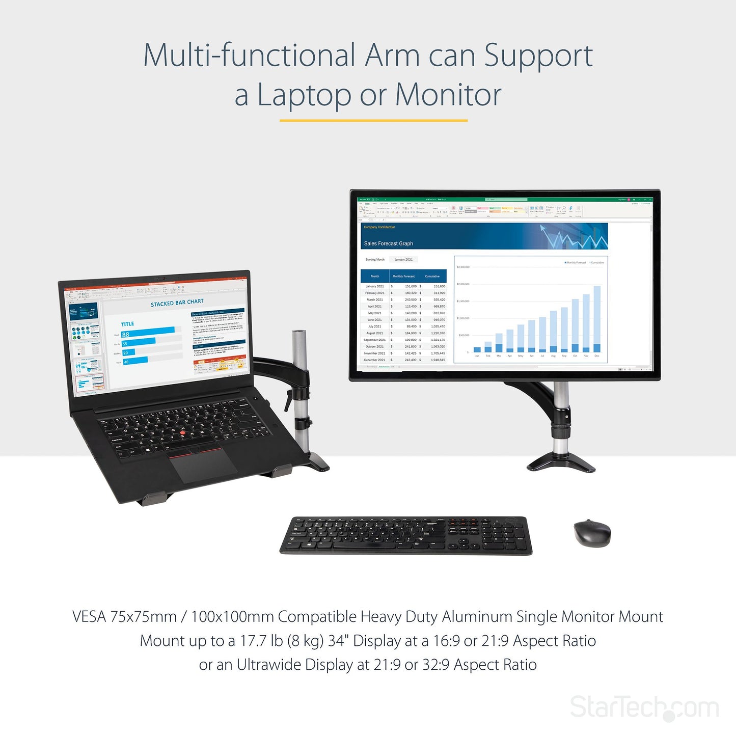 StarTech.com ARMUNONB1 laptop stand Laptop & monitor arm Black