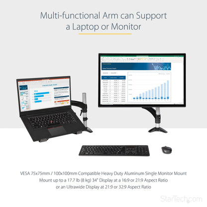 StarTech.com ARMUNONB1 laptop stand Laptop & monitor arm Black
