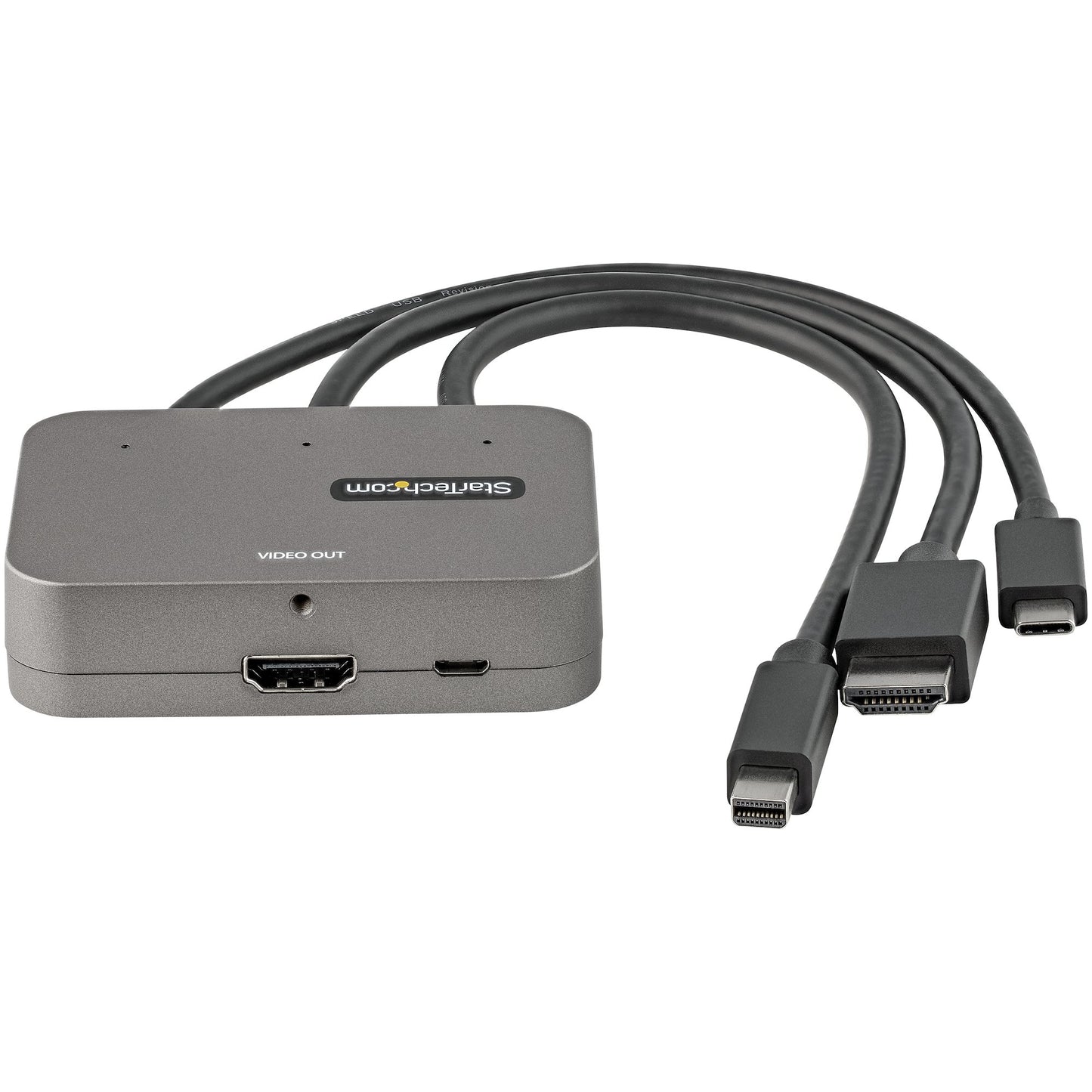 StarTech.com CDPHDMDP2HD video cable adapter 10.6" (0.27 m) HDMI + USB HDMI + Mini DisplayPort + USB Type-C Black, Silver
