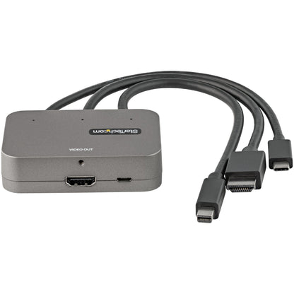 StarTech.com CDPHDMDP2HD video cable adapter 10.6" (0.27 m) HDMI + USB HDMI + Mini DisplayPort + USB Type-C Black, Silver