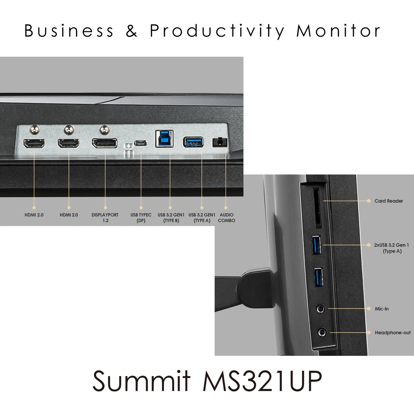 MSI Summit MS321UP computer monitor 32" 3840 x 2160 pixels 4K Ultra HD LED Black, Gold