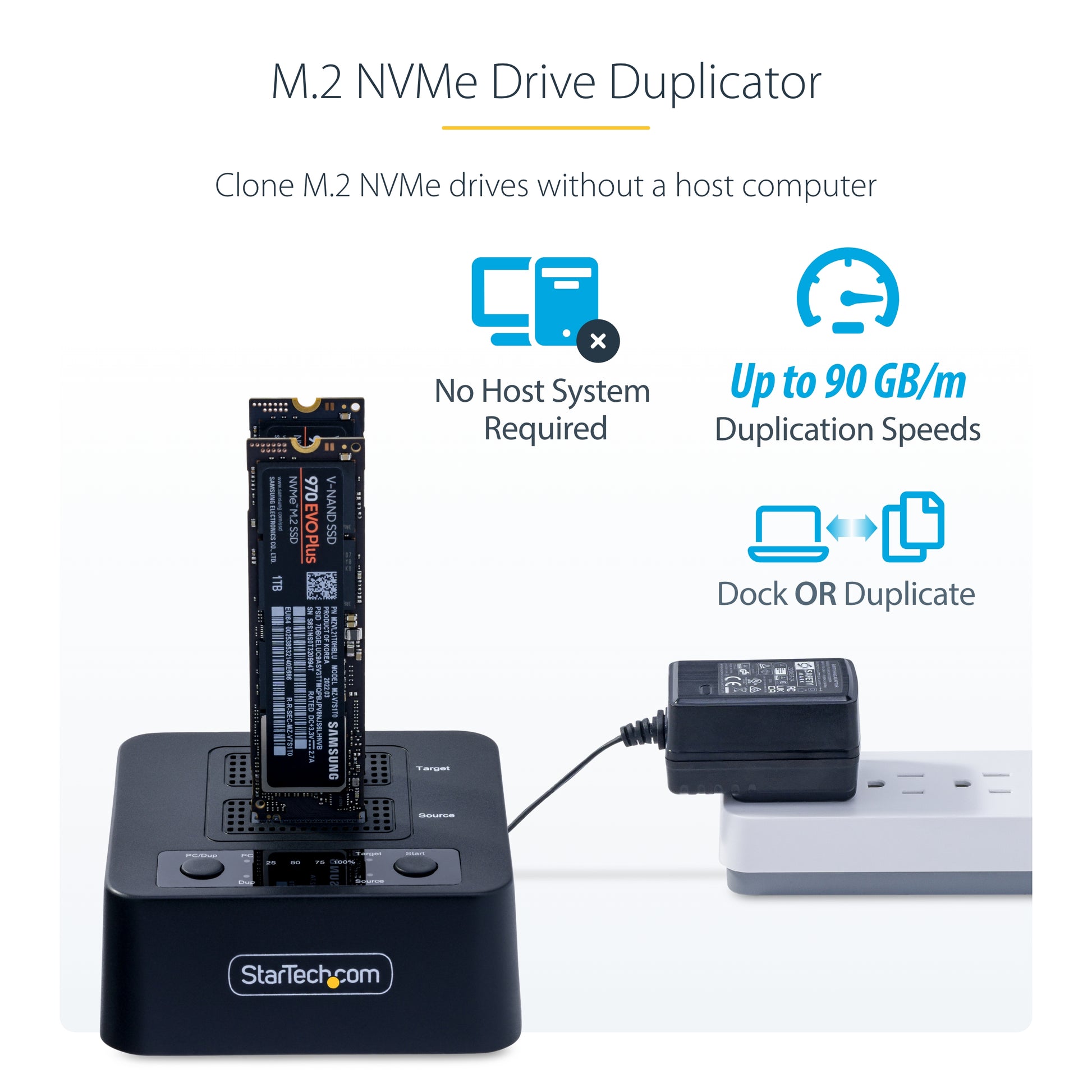 StarTech.com M2-HDD-DUPLICATOR-N1 media duplicator HDD/SSD duplicator Black 1 copies