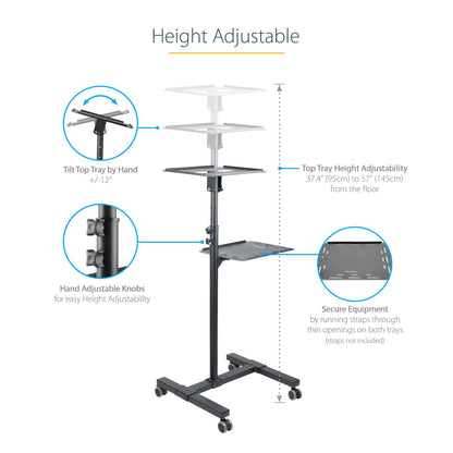 StarTech.com ADJPROJCART multimedia cart/stand Black Projector Multimedia stand