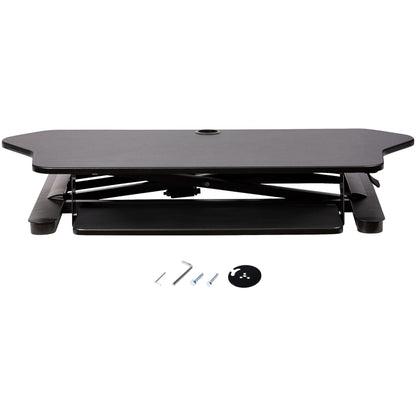 StarTech.com Corner Sit Stand Desk Converter with Keyboard Tray - Large Surface (35" x 21") - Height Adjustable Ergonomic Desktop/Tabletop Standing Workstation - Supports Dual Monitors
