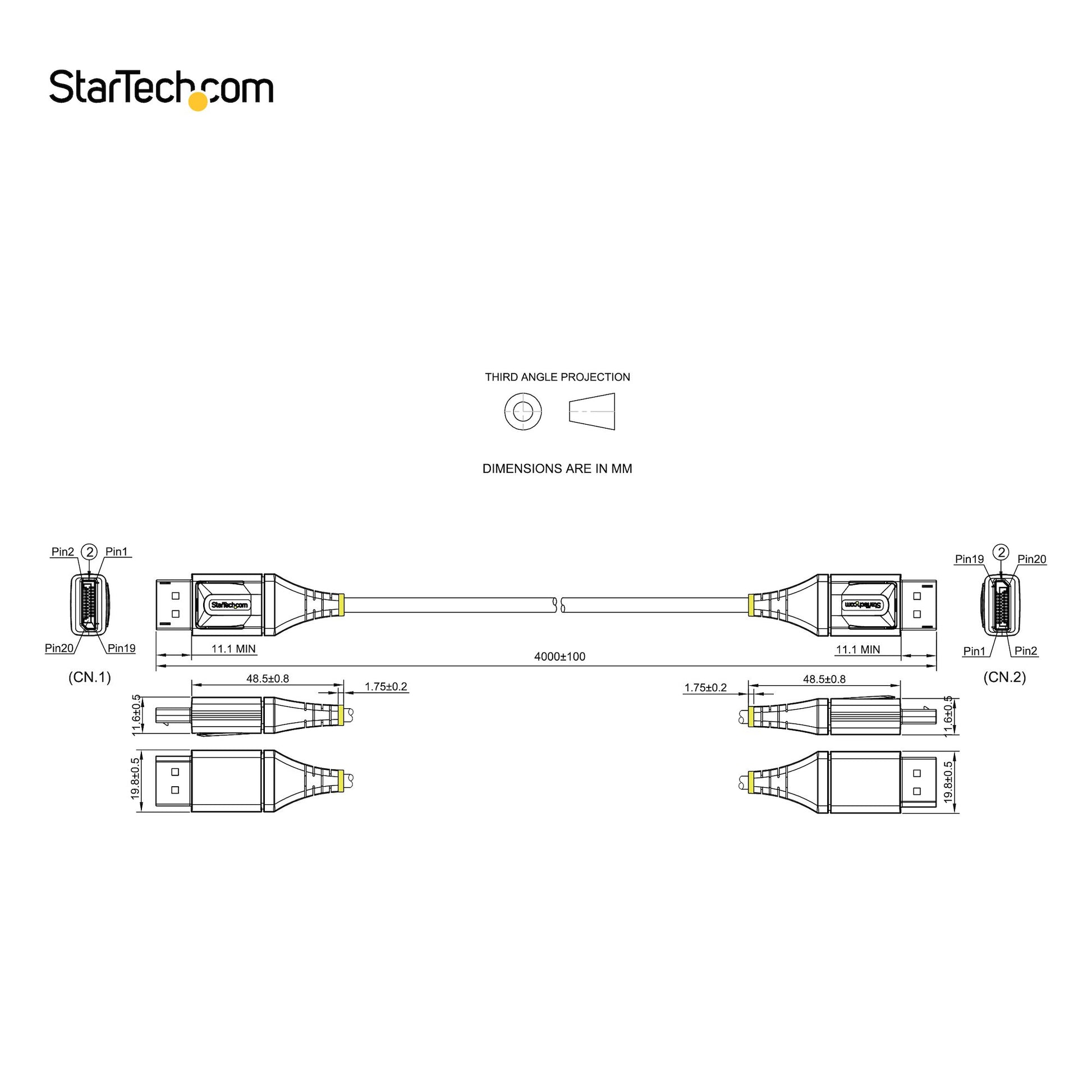 StarTech.com DP14VMM4M DisplayPort cable 157.5" (4 m) Gray, Black