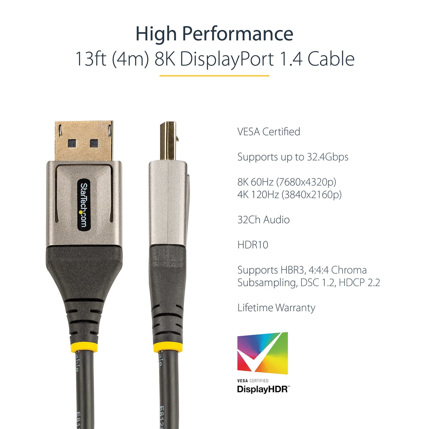 StarTech.com DP14VMM4M DisplayPort cable 157.5" (4 m) Gray, Black