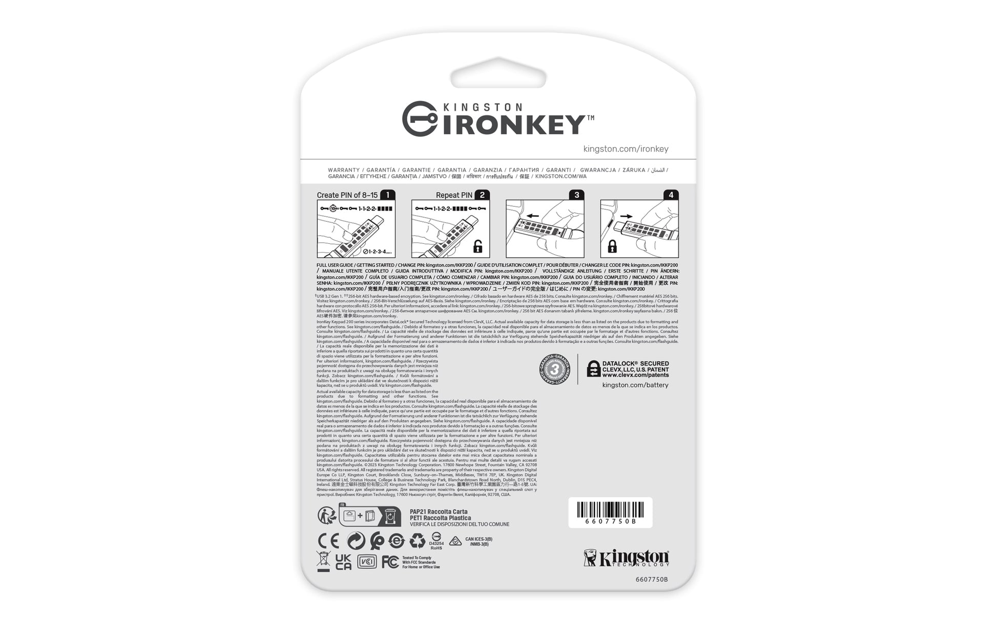 Kingston Technology IronKey Keypad 200 USB flash drive 16 GB USB Type-C 3.2 Gen 1 (3.1 Gen 1) Blue