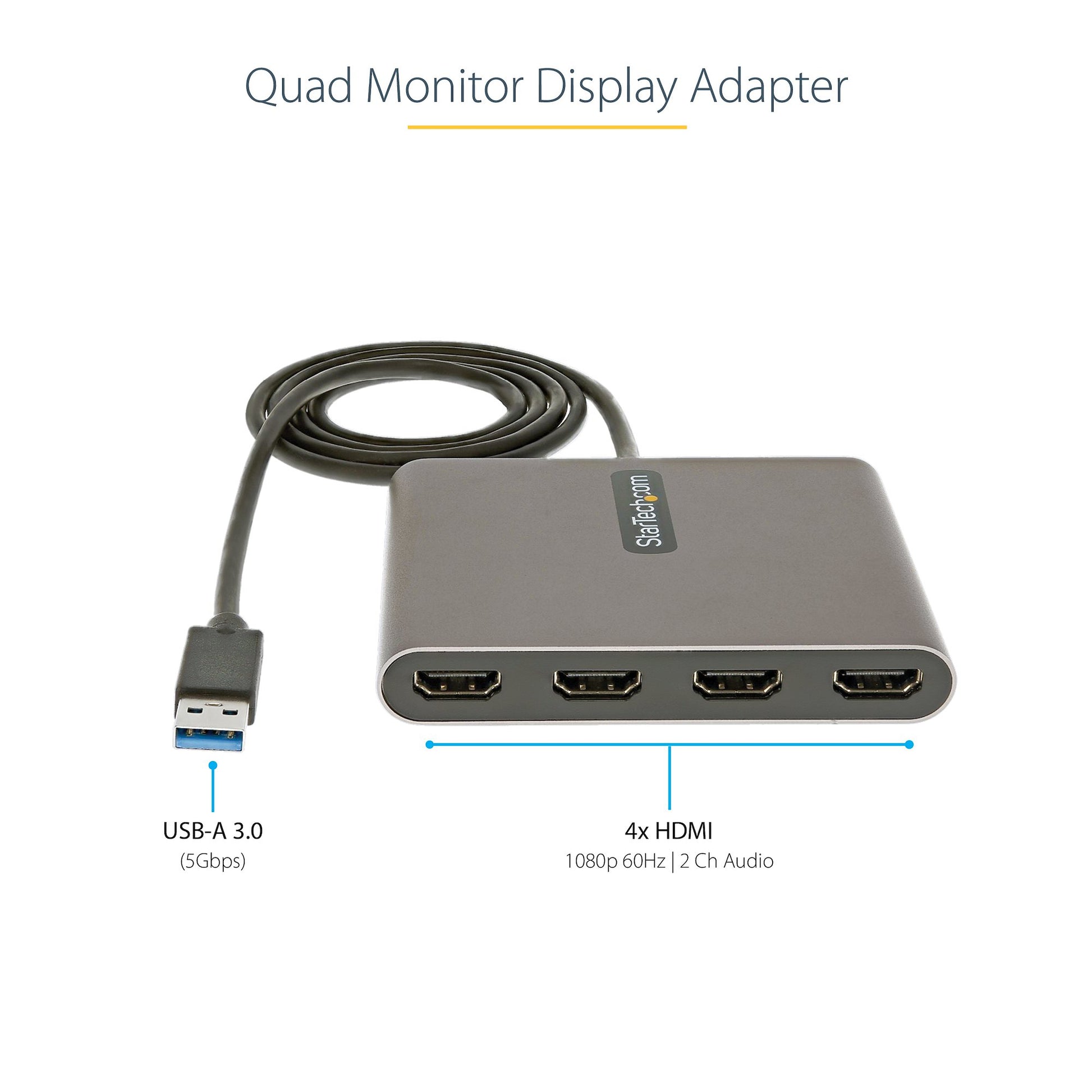 StarTech.com USB32HD4 USB graphics adapter 1920 x 1080 pixels Gray
