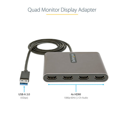 StarTech.com USB32HD4 USB graphics adapter 1920 x 1080 pixels Gray