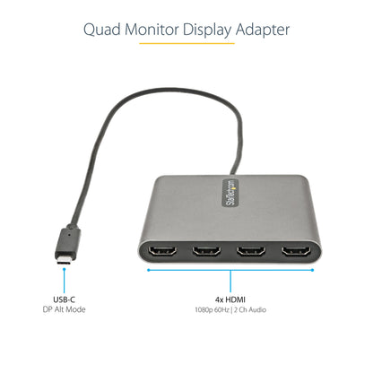 StarTech.com USBC2HD4 USB graphics adapter 1920 x 1080 pixels Gray