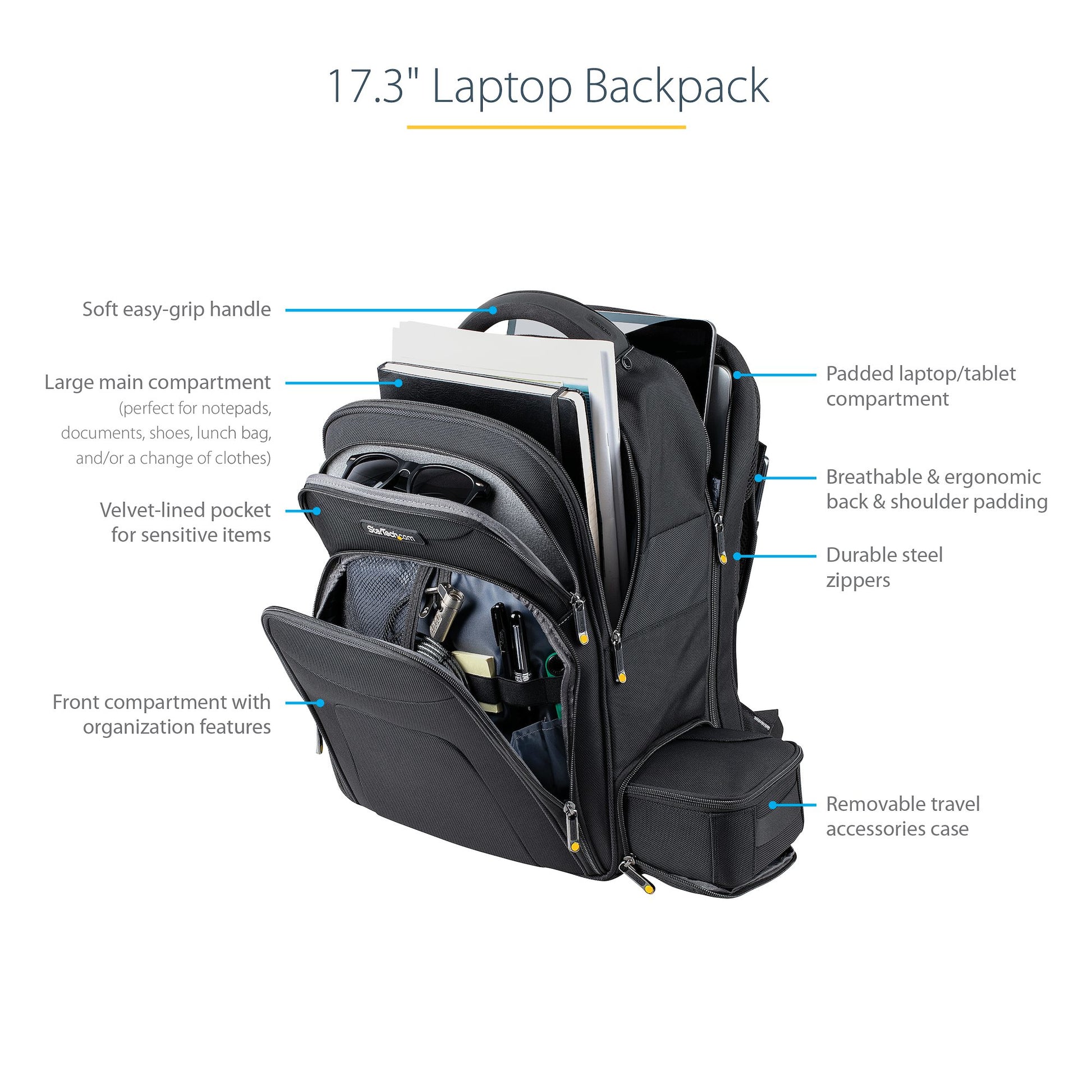 StarTech.com NTBKBAG173 laptop case 17.3" Backpack Black