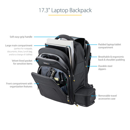 StarTech.com NTBKBAG173 laptop case 17.3" Backpack Black
