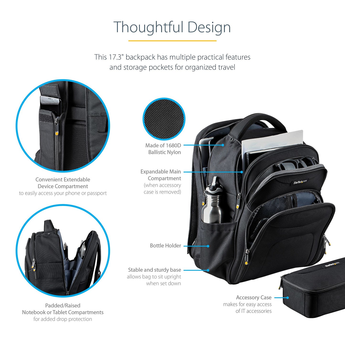 StarTech.com NTBKBAG173 laptop case 17.3" Backpack Black