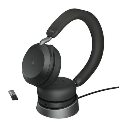 Jabra Evolve2 75 Headset Wireless Head-band Office/Call center Bluetooth Charging stand Black