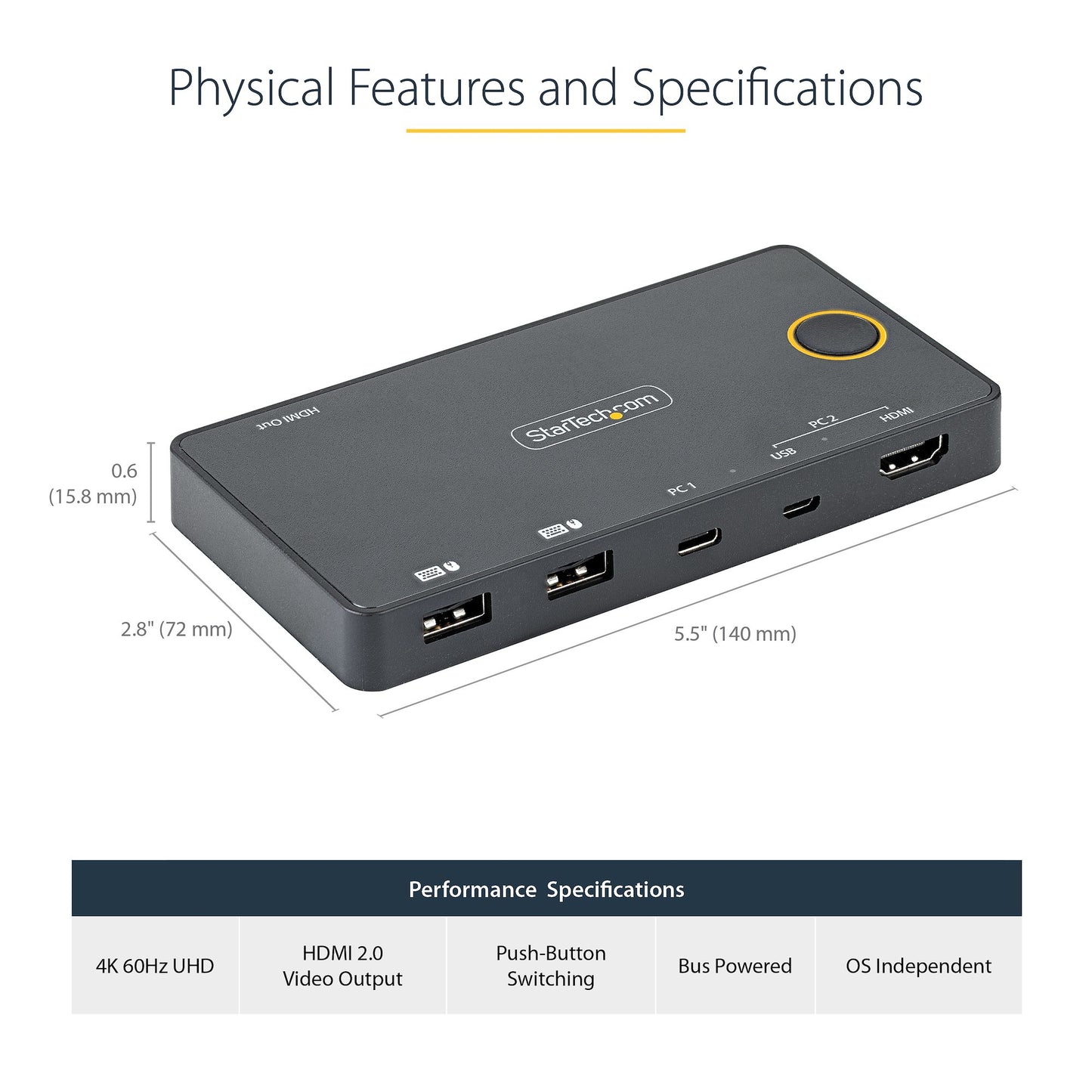 StarTech.com SV221HUC4K KVM switch Black