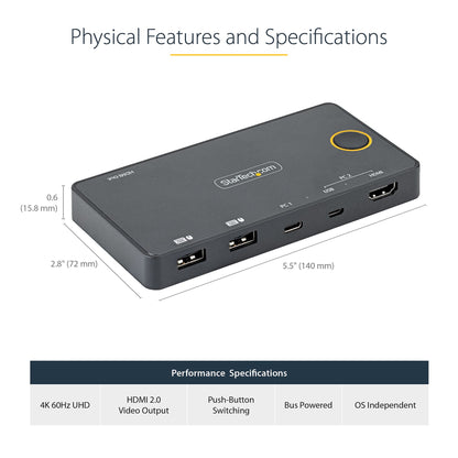 StarTech.com SV221HUC4K KVM switch Black