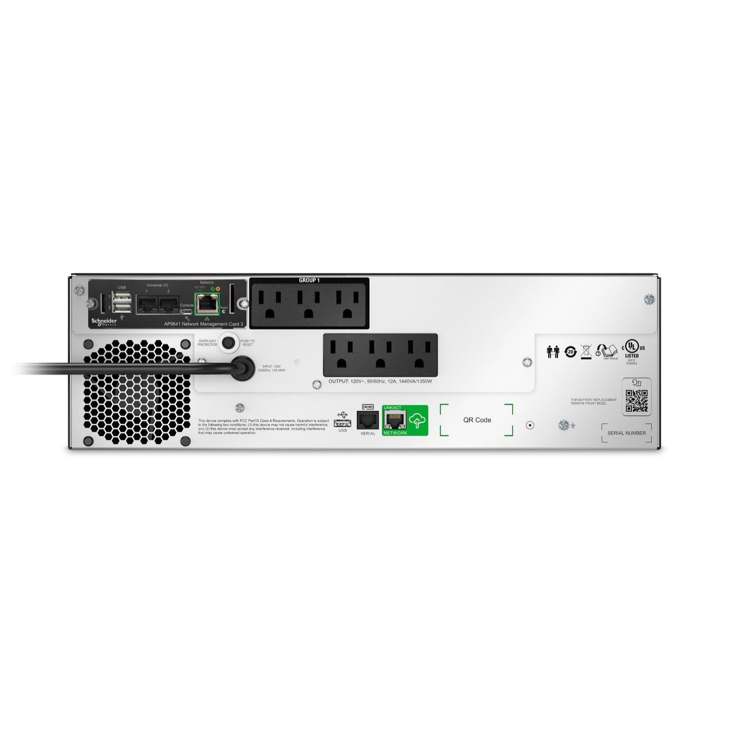 APC SMTL1500RM3UCNC uninterruptible power supply (UPS) Line-Interactive 1.44 kVA 1350 W 6 AC outlet(s)